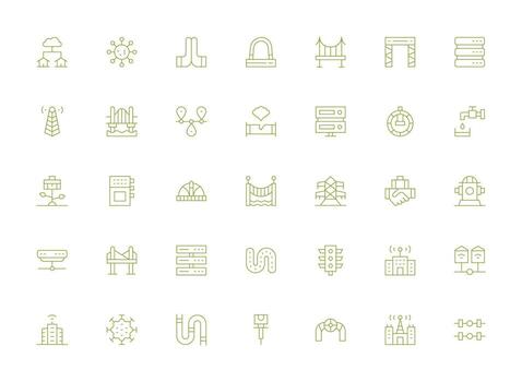35 ligero línea íconos para infraestructura gráficos multi-estilo icono colección vector