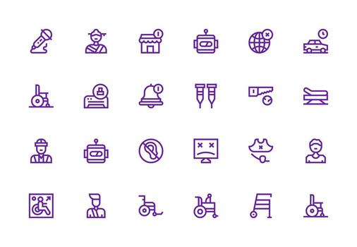 Disabled Icon Set with 24 Thick Line Line Graphics Well-Structured Icons for Creative Use vector