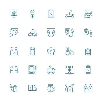 25 Medium Stroke Outline Icons for Charging Graphics Basic Icon Series vector