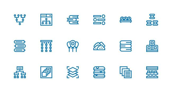 18 Strong Stroke Line Style Icons from Grouping Collection Simplified Icon Pack for Visual Tools vector