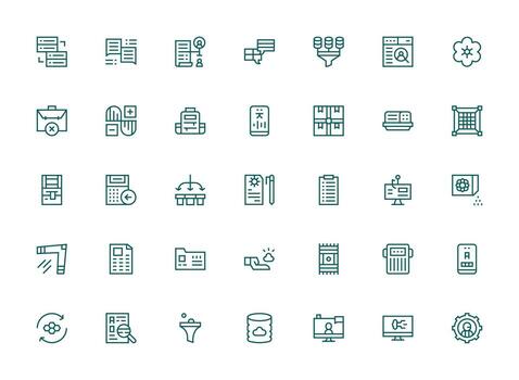 Data Management Set with 35 Regular Clean Line Icons Pixel Perfect Icon Set vector