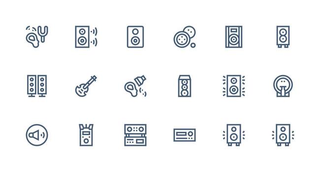 Strong Stroke Line Style Amplifier Icons with 18 Vectors Detailed Icon Collection for Design Systems