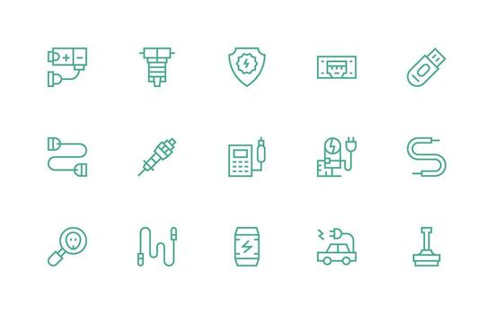Regular Line Icons from Plug Set with 15 Vectors General Use Icon Pack