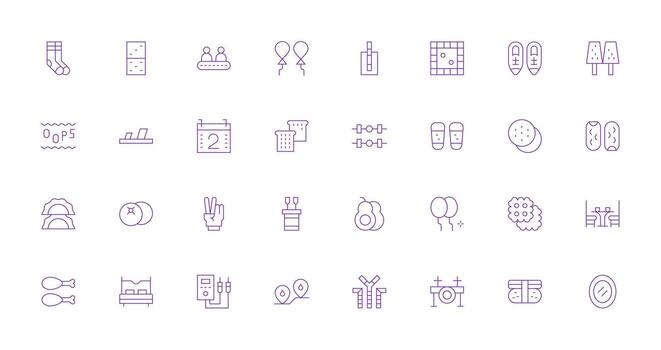 dos icono conjunto con 32 Delgado línea gráficos ligero icono serie vector