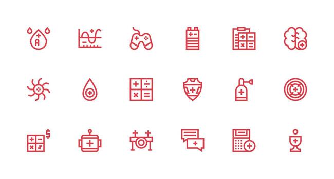 18 Strong Stroke Line Icons for Plus Graphics Reliable Icons for All Interfaces vector