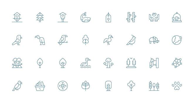 Conservation Icon Set with 32 Thin Line Graphics Icon Set for Apps vector