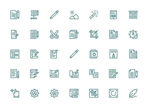 35 Icons for Edit in Regular Clean Line Format Essential Icon Set for Teams vector