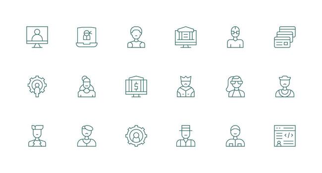 mínimo línea íconos desde cuenta administración conjunto con 18 vectores detallado icono colección para diseño sistemas