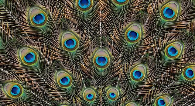 High Resolution Close-Up Photo of Peacock Neck Feathers