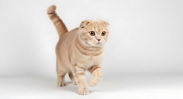 Gorgeous Scottish Fold Cat Studio Shot on Clean Bright Surface photo