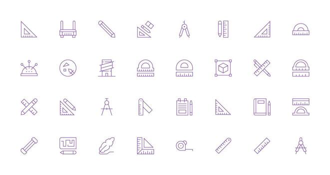 Drafting Icon Collection with 32 Thin Line Designs High-Resolution Icons for Any Platform vector