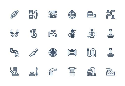 24 Thick Line Line Icons for Pipe Graphics Core Icon Collection for Daily Tasks vector