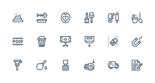 Strong Stroke Line Style Removal Icons with 18 Vectors Balanced Icon Set for Functional Design