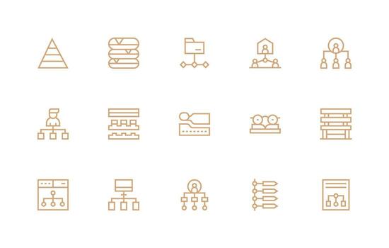 15 regular línea vectores para jerarquía tema limpiar icono conjunto icono paquete para ui proyectos