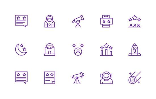 15 Regular Line Icons for Stars Graphics UI-Ready Icon Collection vector