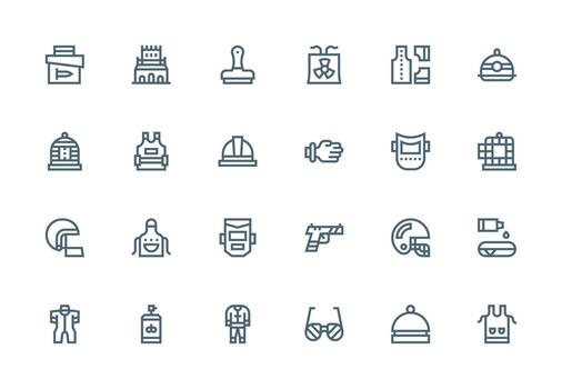 Protective Visual Pack containing 24 Thick Line Line Icons Clear and Concise Icon Set Collection vector