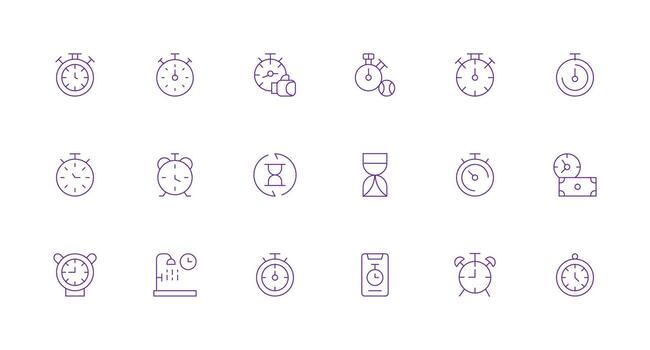 18 Icons for Duration in Minimal Line Format Minimal Icon Pack vector