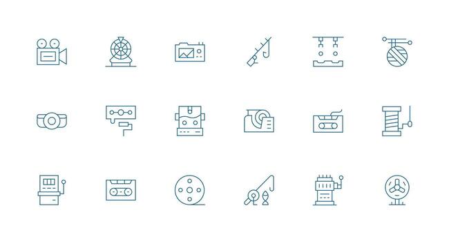 Reel Set with 18 Minimal Line Icons Icon Pack for Various Themes vector