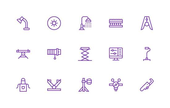 Regular Line Style Adjustable Icons with 15 Vectors Interface Icons for Daily Use