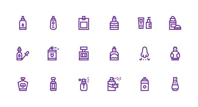 18 Strong Stroke Line Icons for Fragrance Graphics Scalable Icons for Cross-Platform Interfaces vector