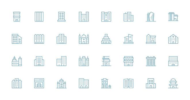 Multistory featuring 32 Icons in Thin Line Design Core Icon Collection for Daily Tasks vector