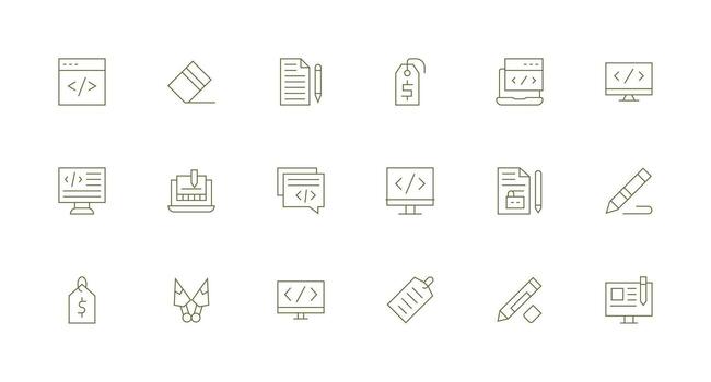 Minimal Line Style Markup Icons with 18 Vectors Scalable Icons for All Themes
