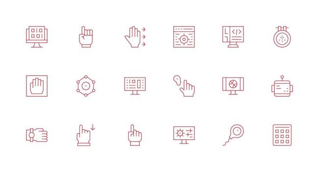 18 Minimal Line Designs for Interface Icons Icon Set for Projects vector