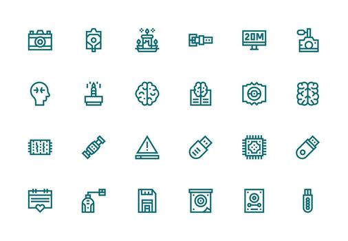 Memory featuring 24 Icons in Thick Line Line Design Dashboard Icon Series vector