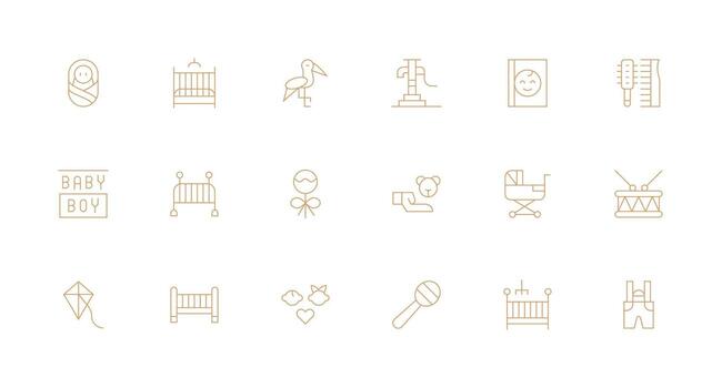 18 mínimo línea estilo íconos desde niño colección interfaz icono colección vector