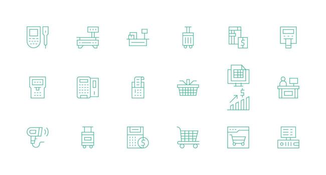 18 Minimal Line Designs for Checkout Icons Scalable Icons for All Themes vector