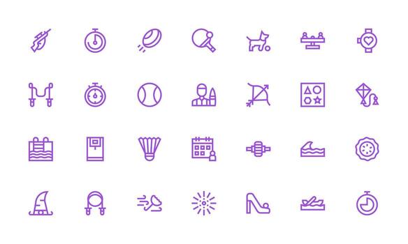 Activity Icon Set with 28 Bold Line Graphics Clear and Concise Icon Set Collection vector