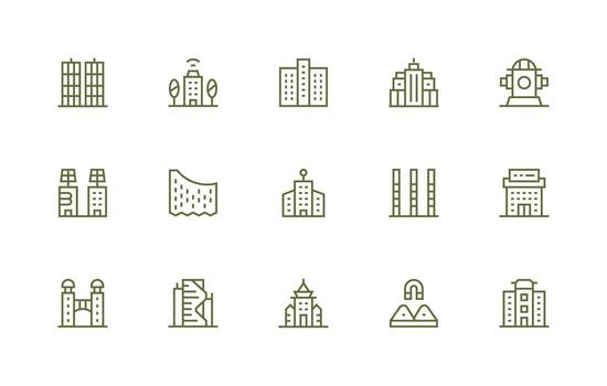 15 Regular Line Icons for Urban Planning Graphics Professional Icon Pack for Development Work vector
