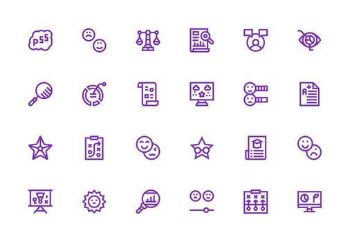 24 Thick Line Line Icons for Evaluation Graphics All Device Compatible Icon Set vector