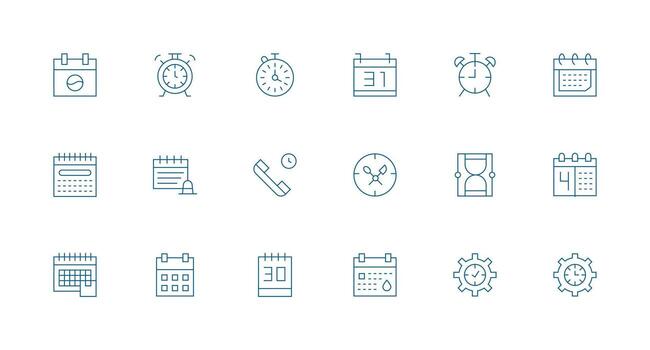 mínimo línea íconos desde hora administración conjunto con 18 vectores compacto icono conjunto