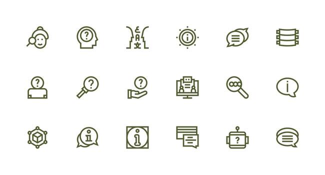 18 consulta íconos en fuerte carrera línea estético esencial icono conjunto para equipos vector