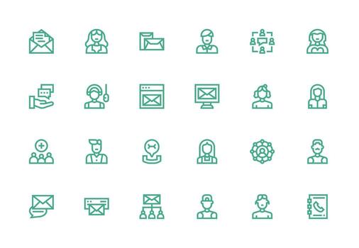 Contact including 24 Thick Line Line Illustrations Minimal Icon Set for Interface Projects vector