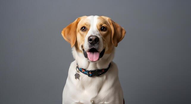 Dog Captured in Bright Minimal Setup Inside Photography Studio photo