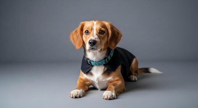 Minimal Gray Background Studio Dog Photography for Branding Use photo