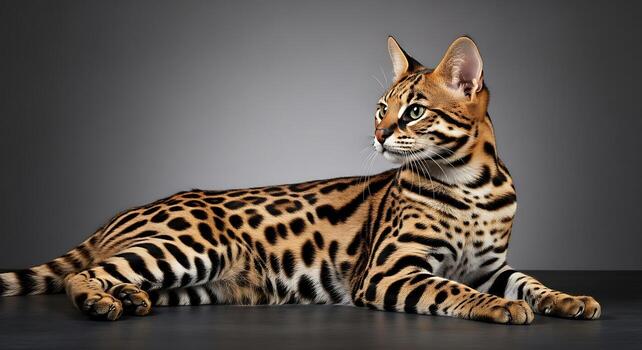 Studio Pet Photography Featuring Exotic Cat Posing Naturally photo