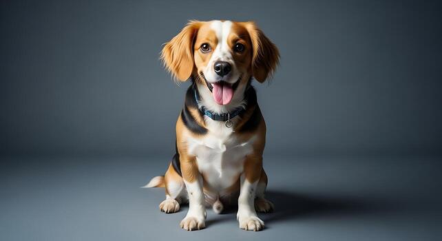 Stylish Minimalist Studio Portrait of Curious Pet Dog photo