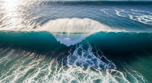 Aerial View Of Blue Ocean Waves Crashing On Coastline.jpeg photo