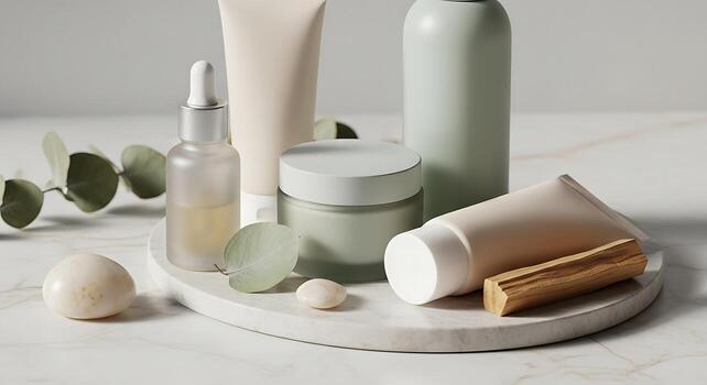 Skincare Set Product Shot with Shadows and Gradient Light photo