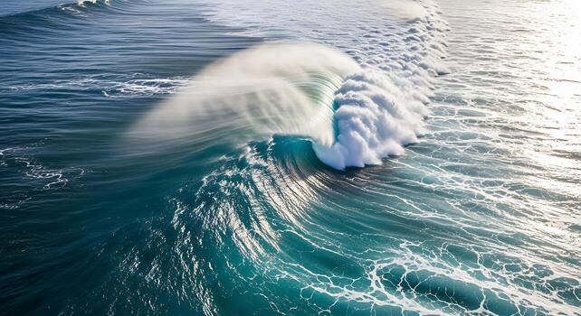 Drone Shot Of Blue Ocean Waves Rolling To Shore photo