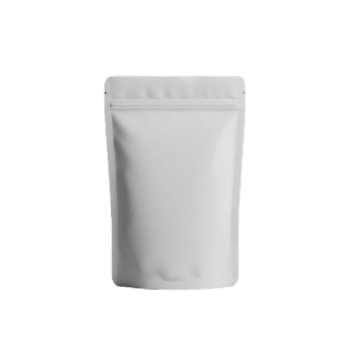 A versatile white stand-up pouch with a resealable zipper, presented as a clean packaging mockup for product branding. Isolated on a transparent background for design placement png