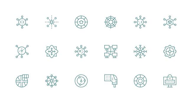Hub Visual Pack containing 18 Minimal Line Icons Clean Icon Set Icon Pack for UI Projects vector