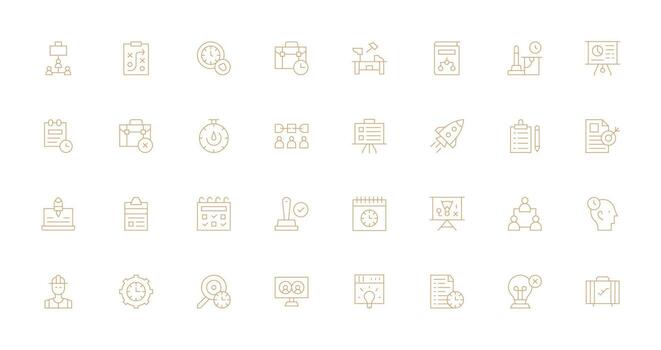 proyecto conjunto con 32 Delgado línea íconos básico icono serie vector