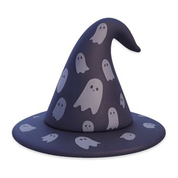 3d bruja sombrero con aleatorio fantasma modelo png