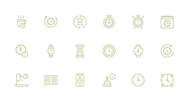 Timer Icon Set with 18 Minimal Line Graphics High-Quality Icon Pack vector