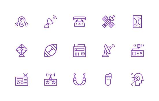 15 Regular Line Vectors for Receiver Theme Interface Icons for Daily Use