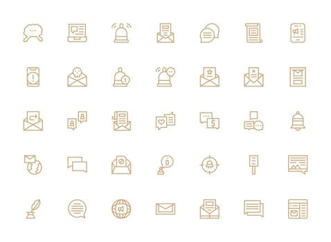 35 Regular Clean Line Vectors for Message Theme Neutral Style Icons for Any Project